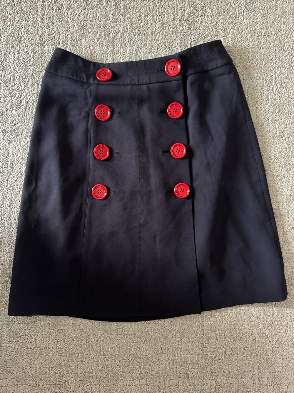 Burberry London Navy Double-Breasted Skirt Red Buttons US 4 NWT